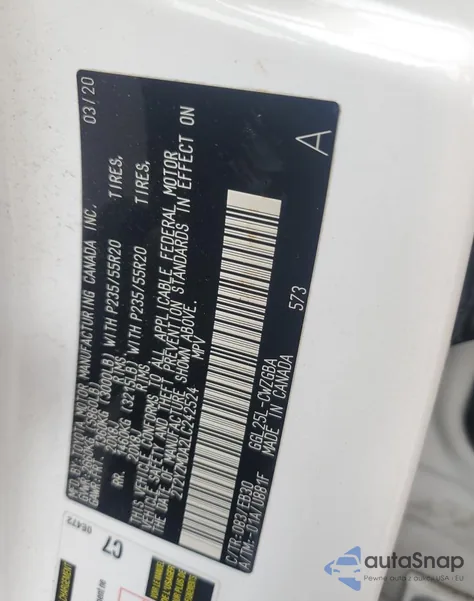 2020 Lexus Rx 350 F Sport z USA, uszkodzony, nr VIN 2T2YZMDA2LC242524